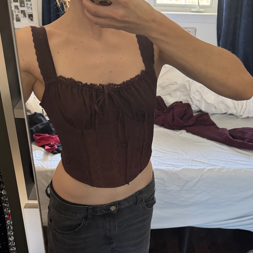 Brown bustier top